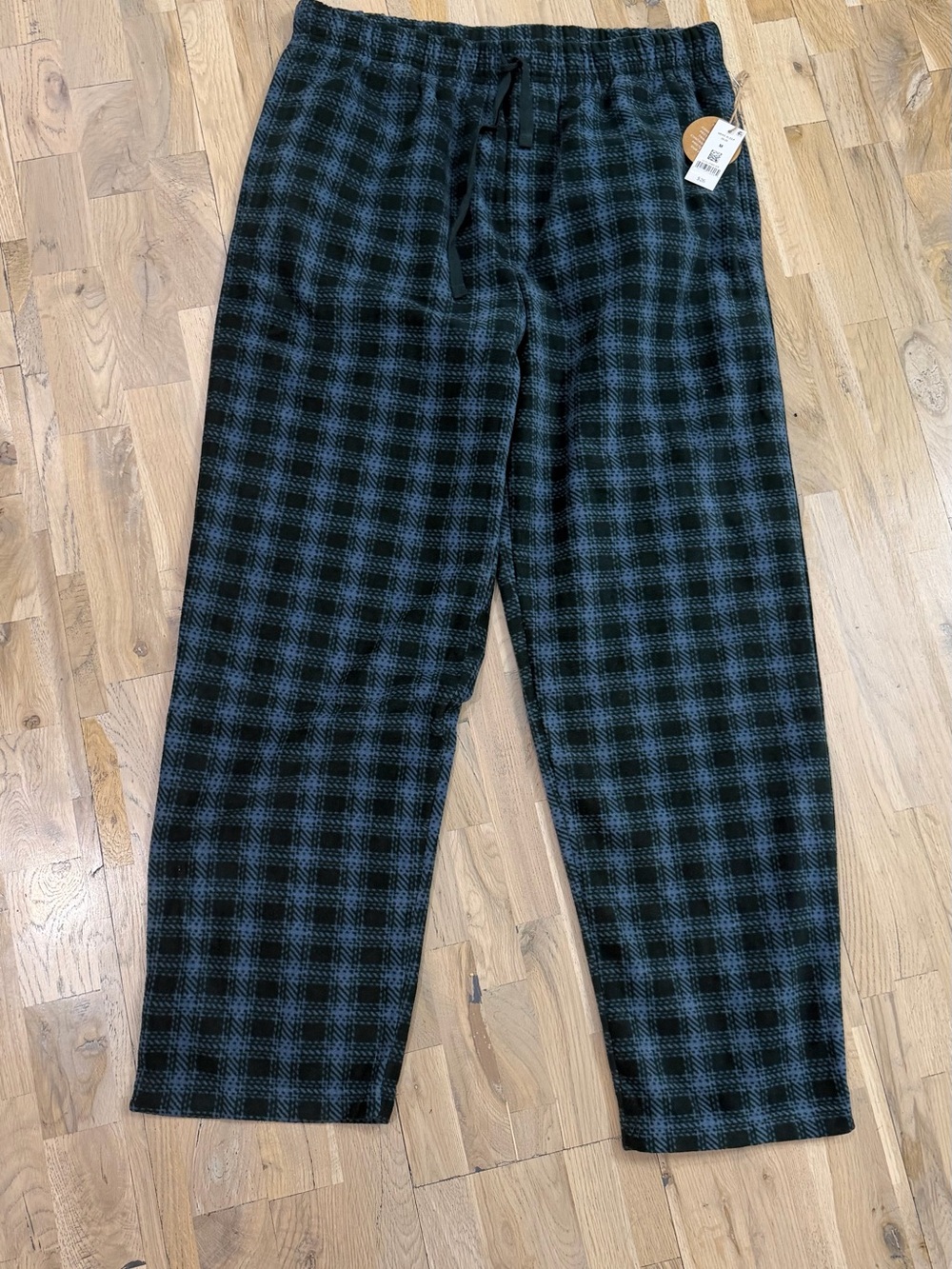 Men's Black and Teal Plaid Lounge Pants